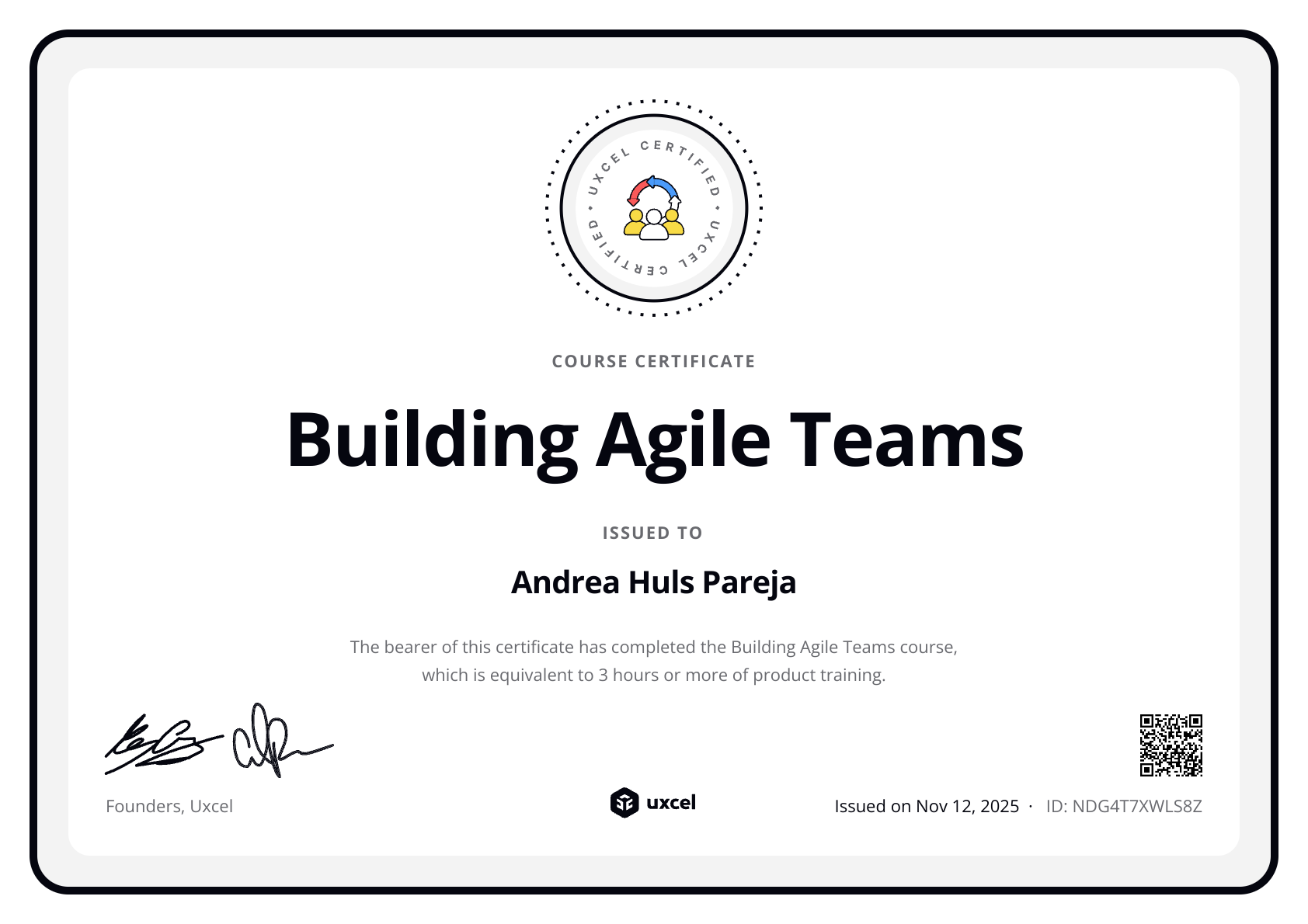 Andrea UX Researcher's certificate